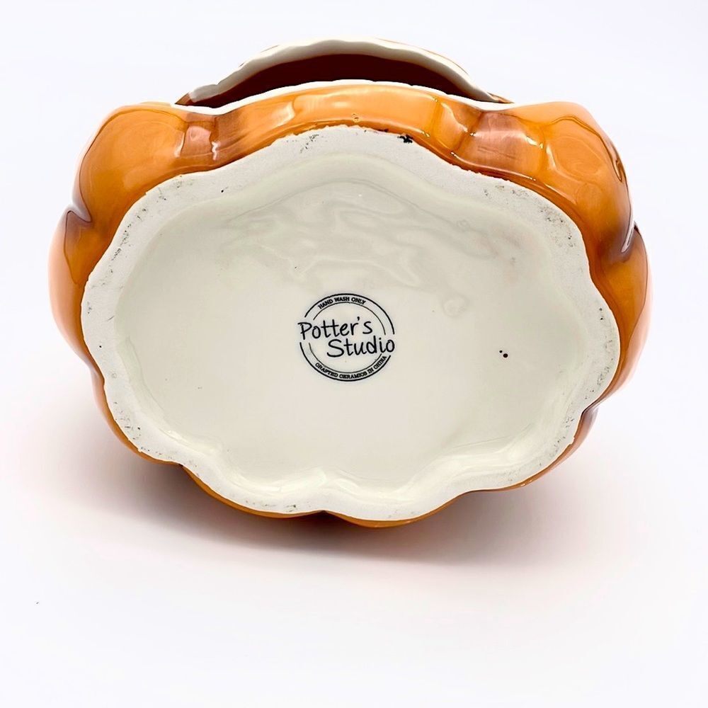 Potter’s Studio Orange Ceramic Jack-o-Lantern Candy Dish - Picture 5 of 5